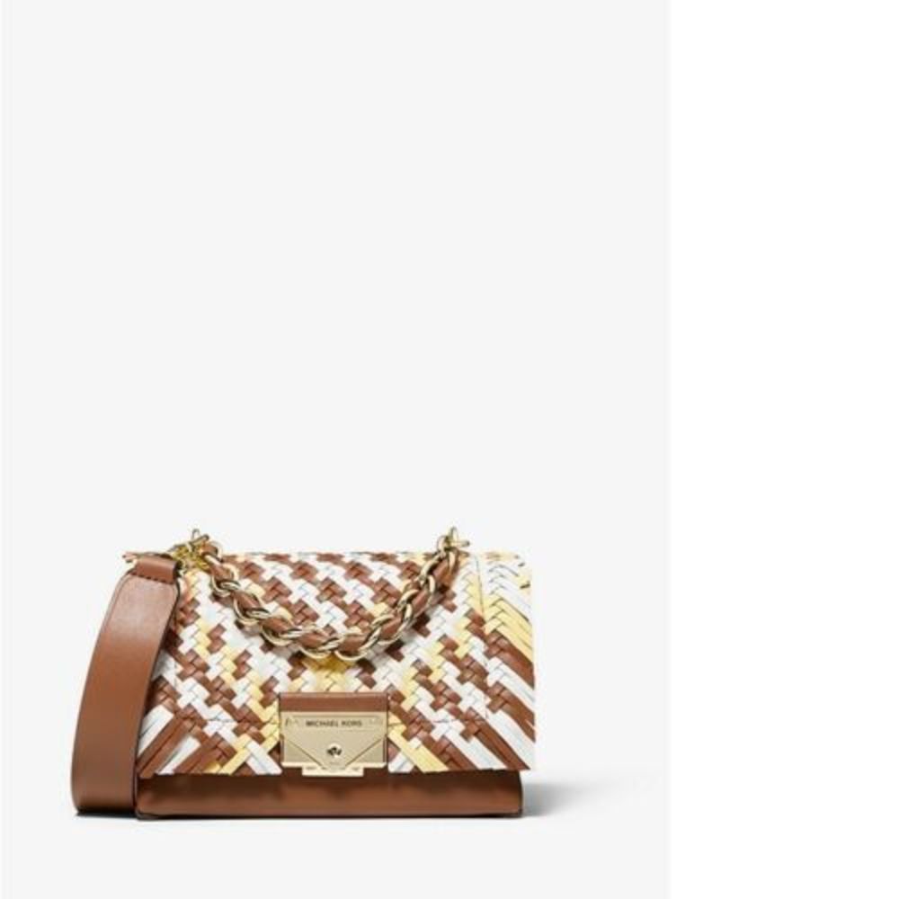 Michael Kors MK Cece X Small Color Block Woven Leather Bag Handbag Brown NEW
